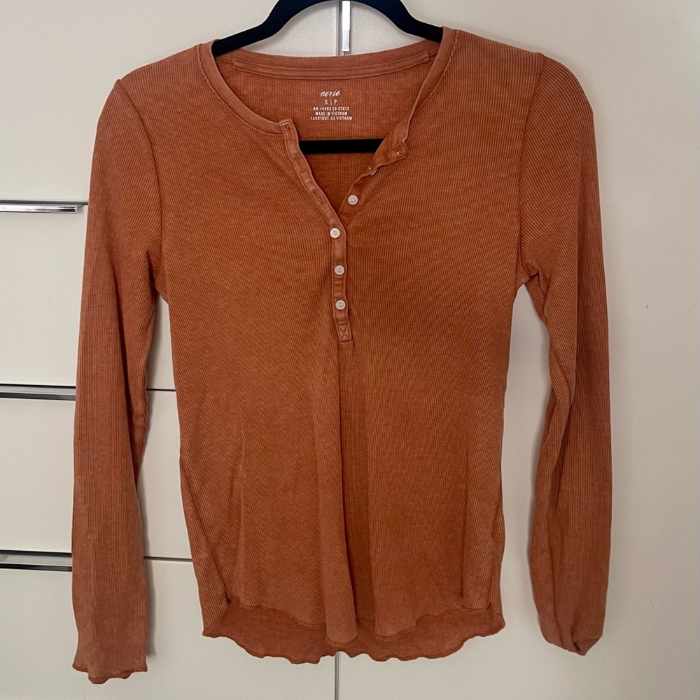 Aerie Orange Button Down Shirt